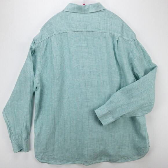 Jos A Bank 100% Linen Shirt Men's XL Green Geometric Long Sleeve Button Reserve - Picture 11 of 12